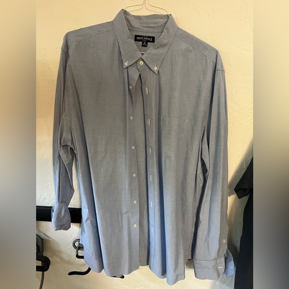Blue button up top